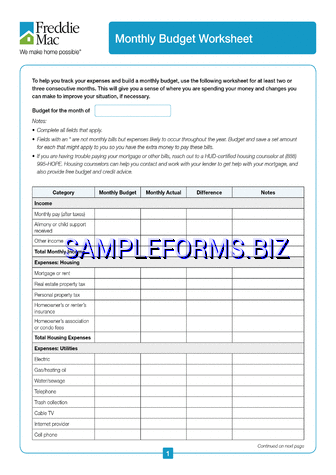 Household Budget Template 2 (Monthly) pdf free